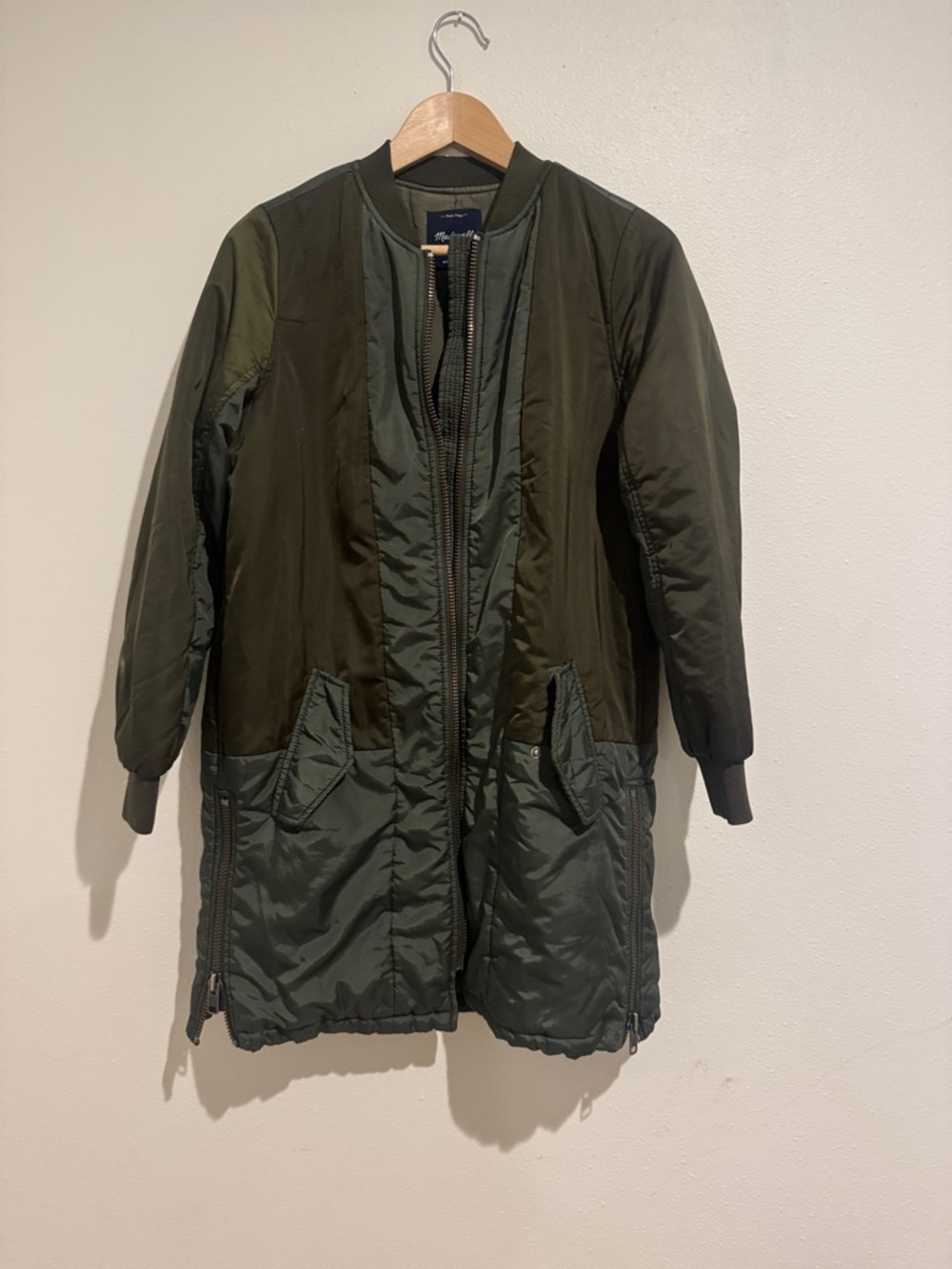 Madewell Olive Green Long Puffer Coat